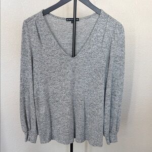 Gibson Light Gray V-Neck Women's Blouse